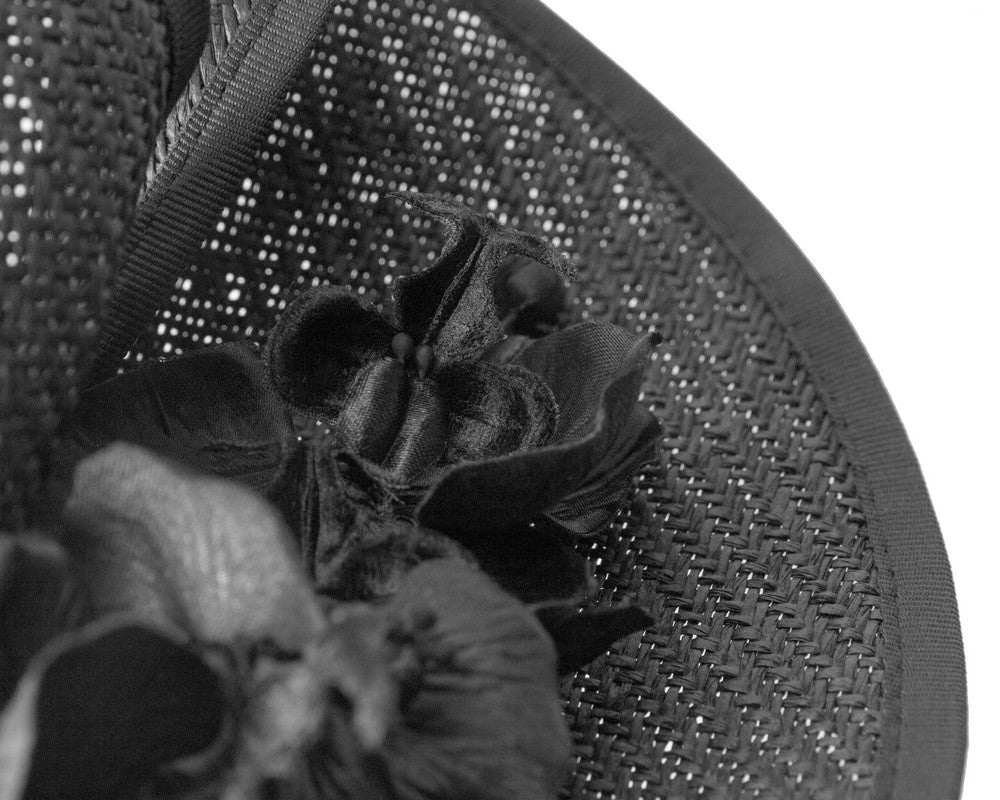 Black spring racing fascinator with orchid