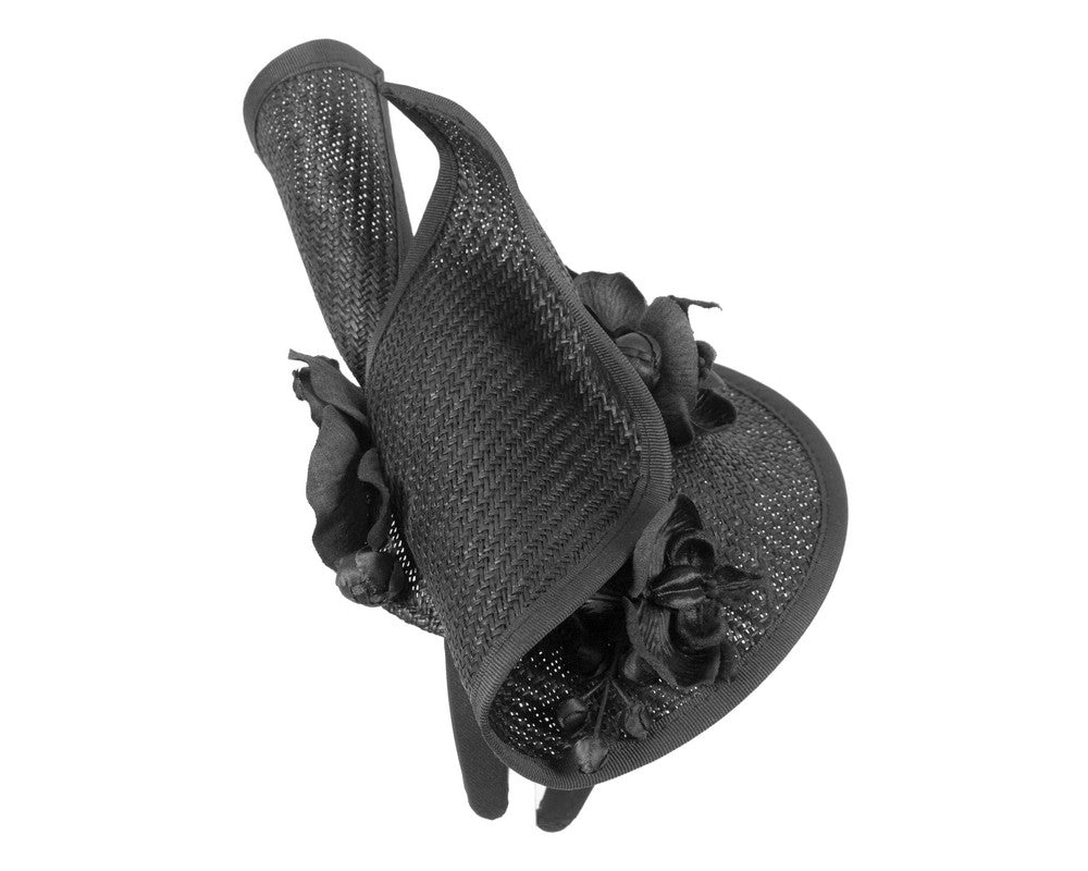 Black spring racing fascinator with orchid