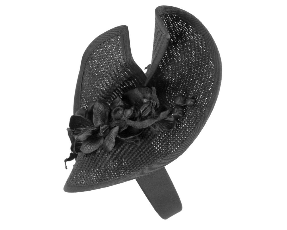 Black spring racing fascinator with orchid