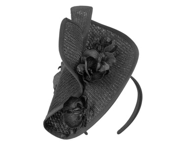 Black spring racing fascinator with orchid