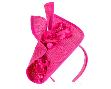 Fuchsia spring racing fascinator with orchid