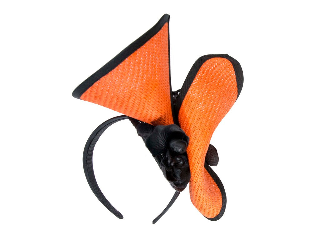 Orange & black spring racing fascinator with orchid-5