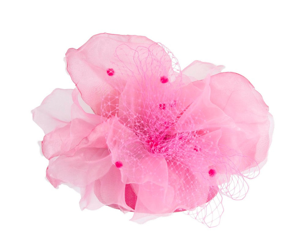 Hot Pink flower pillbox fascinator by Fillies Collection-4