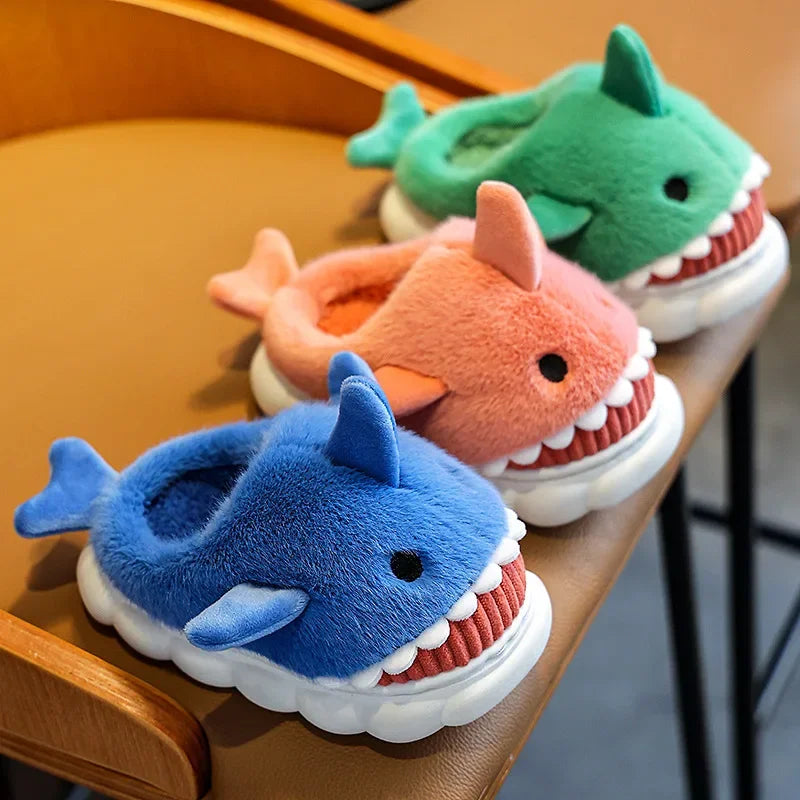 Soft Padded Multicolored Shark Slippers for Children-0