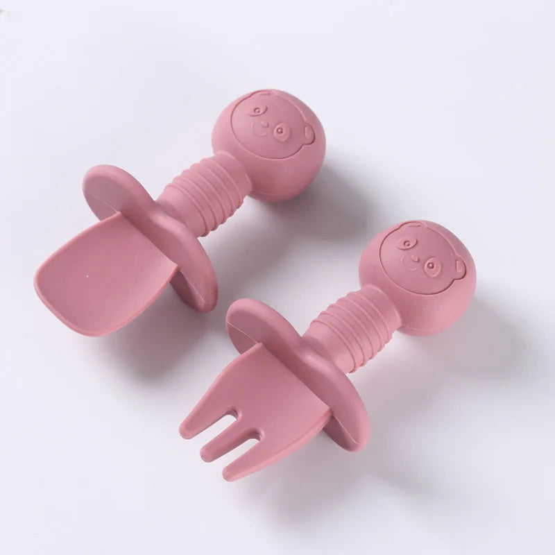 2pcs Food Grade Silicone Cutlery for Children Multivariant-6