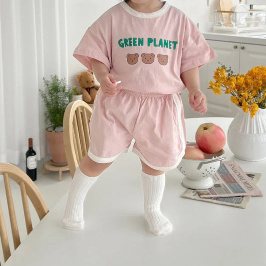 2pcs set T-shirts and Pants for Children Green Planet multivariant-0