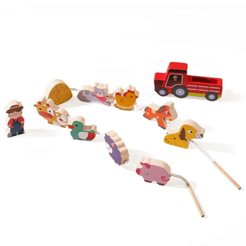 Montessori Wooden Toy Stacking&Threading for children multivariant-8