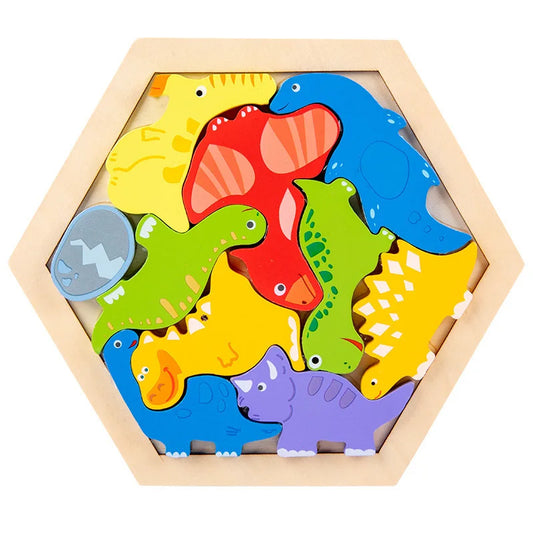 Wooden Toy Hexagonal Tangram for Children Multivariant-10