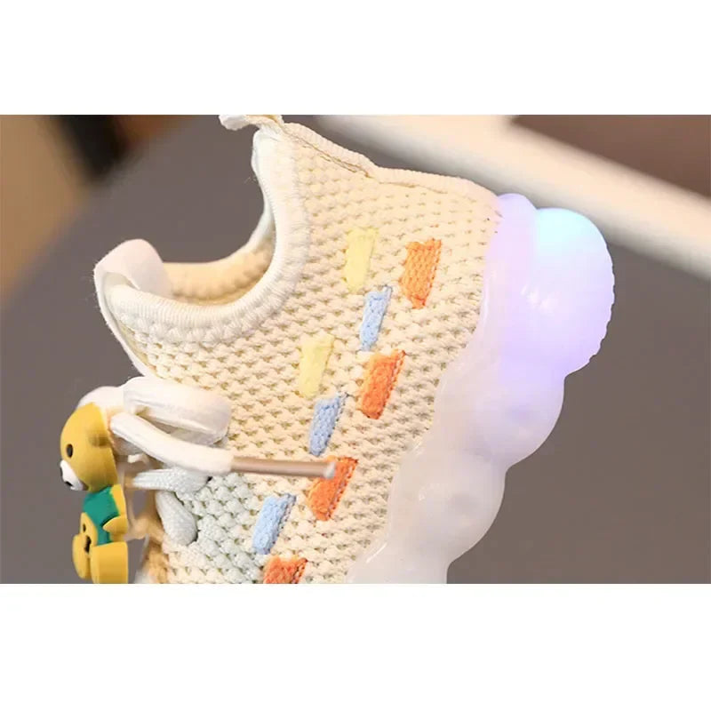 Lightweight Breathable Shoes with LED and rubber sole for Children-2