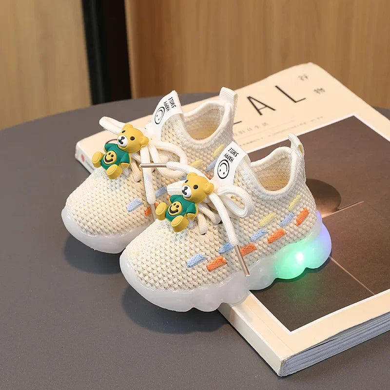 Lightweight Breathable Shoes with LED and rubber sole for Children-6