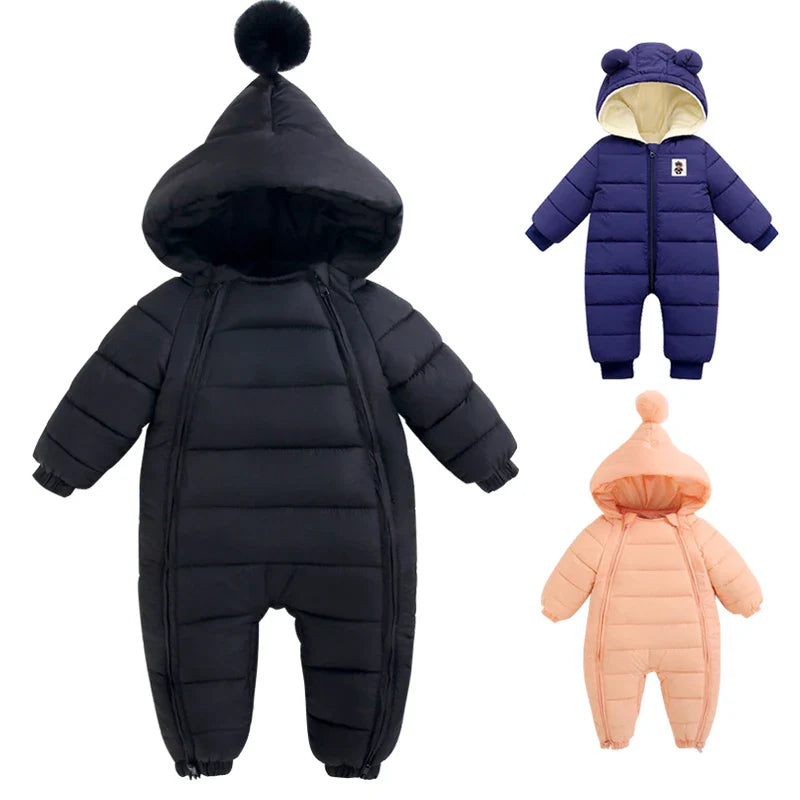 Winter onesie with thick hood for newborns-0