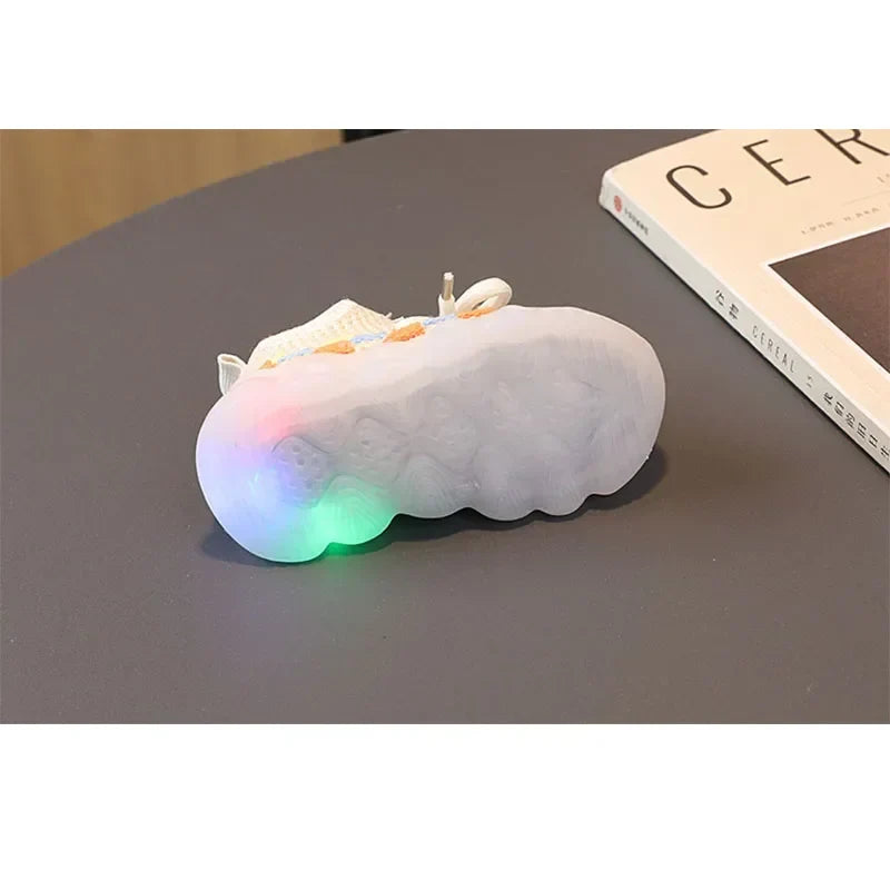 Lightweight Breathable Shoes with LED and rubber sole for Children-4