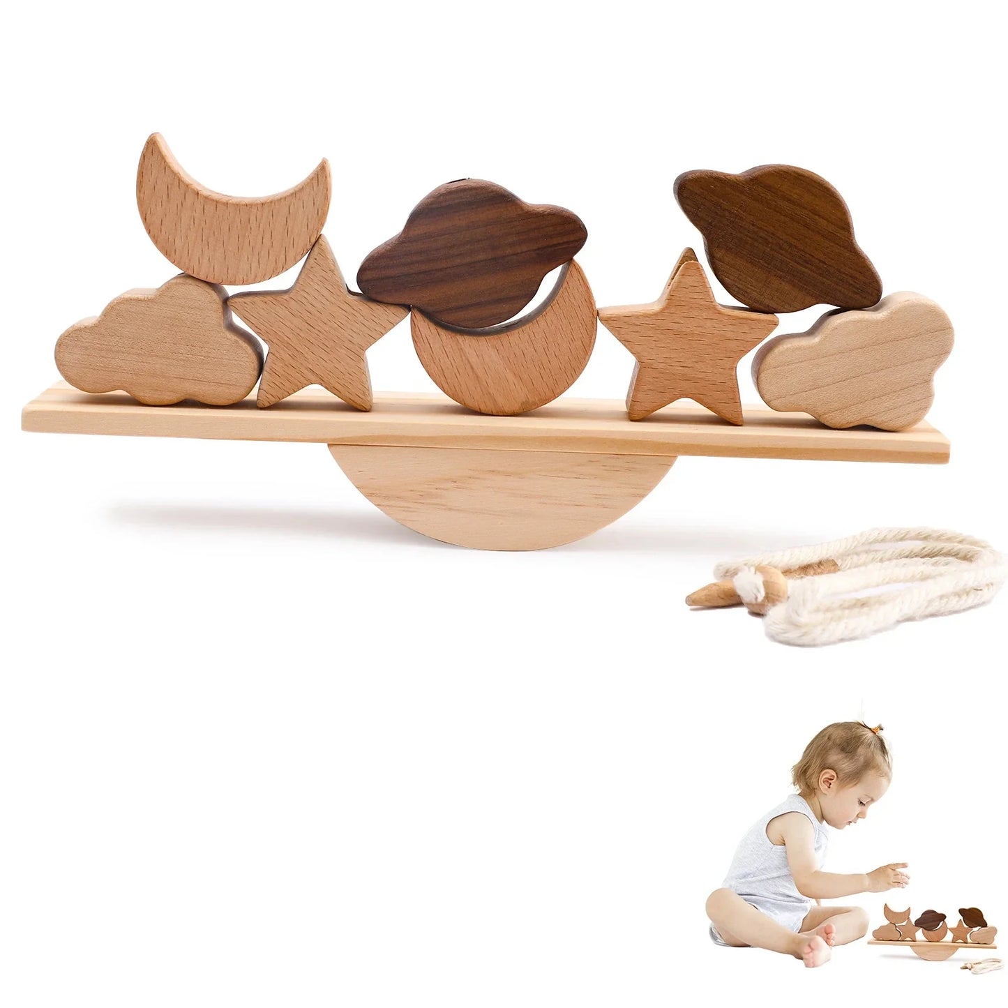 Montessori Wooden Toy Stacking&Threading for children multivariant-15