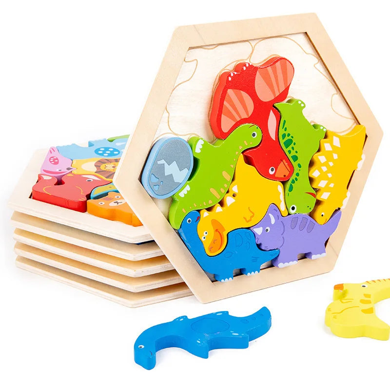 Wooden Toy Hexagonal Tangram for Children Multivariant-4