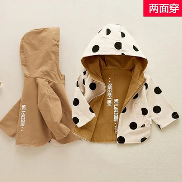 Double Sided Trench Coat with Hoodie for Children Multivariant-1