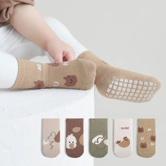 Set of 5 Non-Slip Socks for Children-0