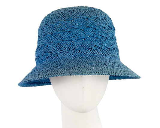 Crocheted cobalt blue cloche hat-0