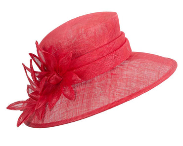 Large red spring racing hat by Max Alexander