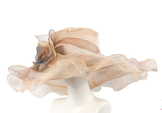 Large Nude Organza Racing Hat