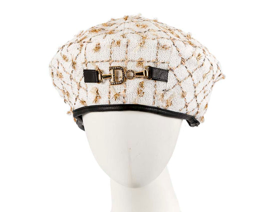 White and Gold winter beret by Max Alexander