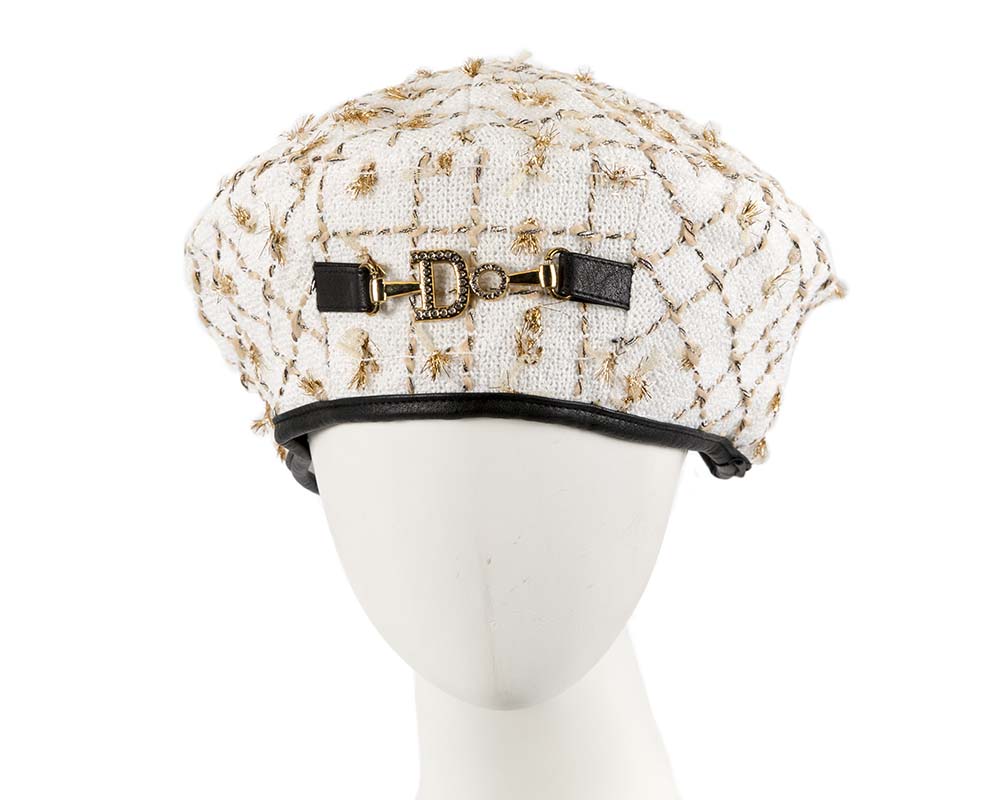 White and Gold winter beret by Max Alexander