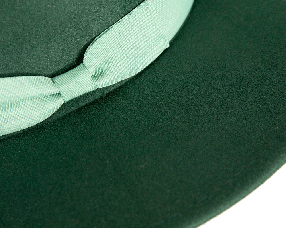 Green wide brim fedora hat