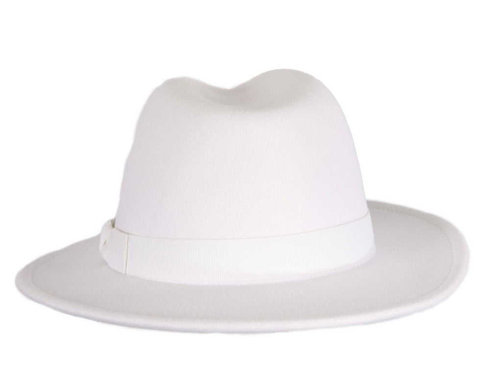 White wide brim fedora hat-5