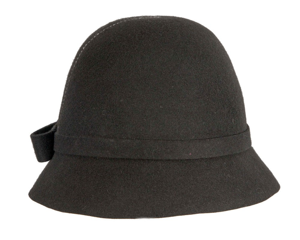 Black felt cloche hat by Max Alexander