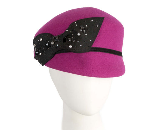 Fuchsia felt ladies hat by Max Alexander-0