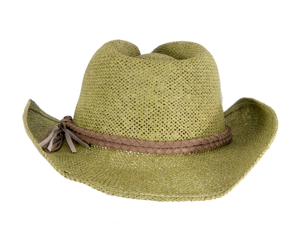 Green straw cowboy hat