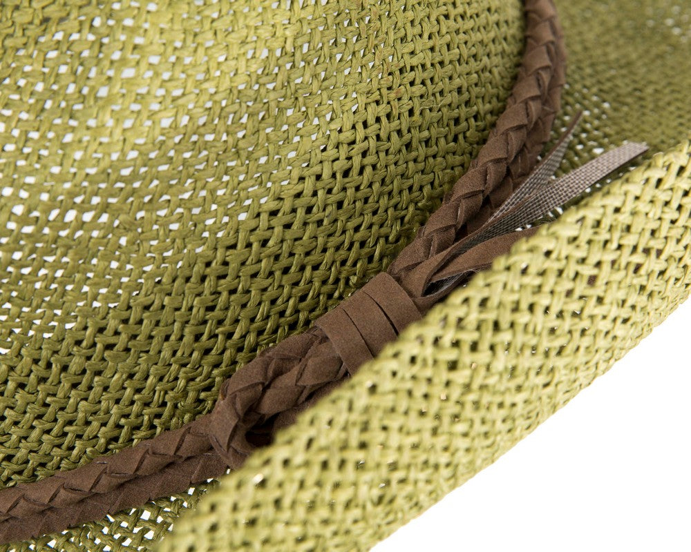Green straw cowboy hat