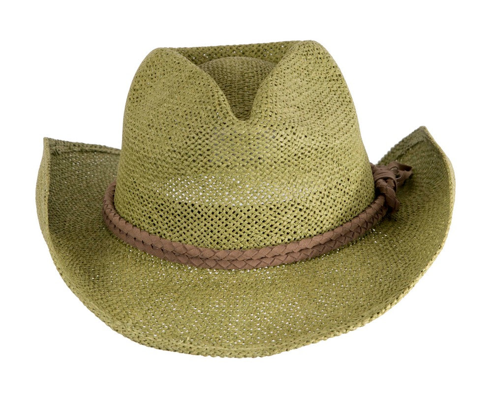 Green straw cowboy hat
