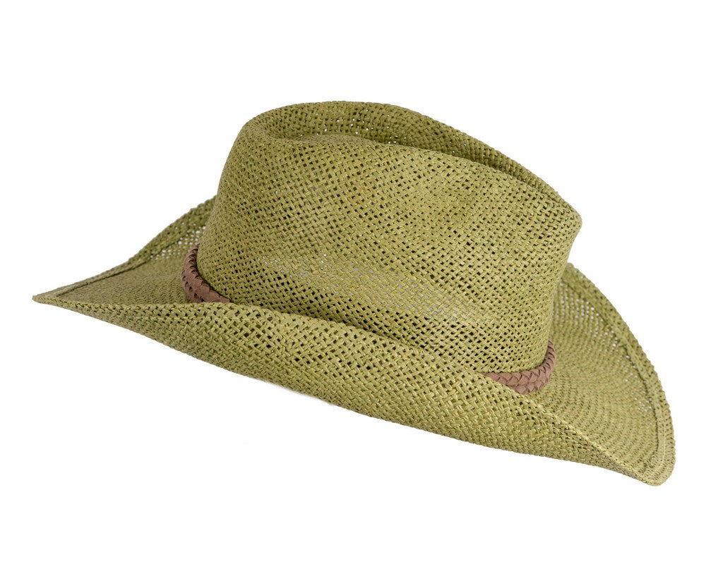 Green straw cowboy hat