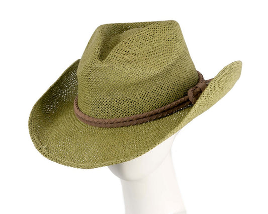 Green straw cowboy hat