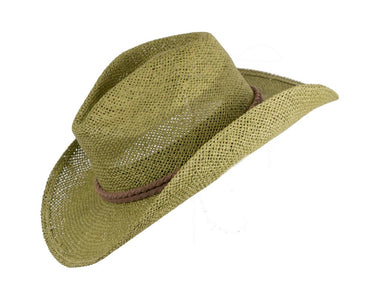 Green straw cowboy hat