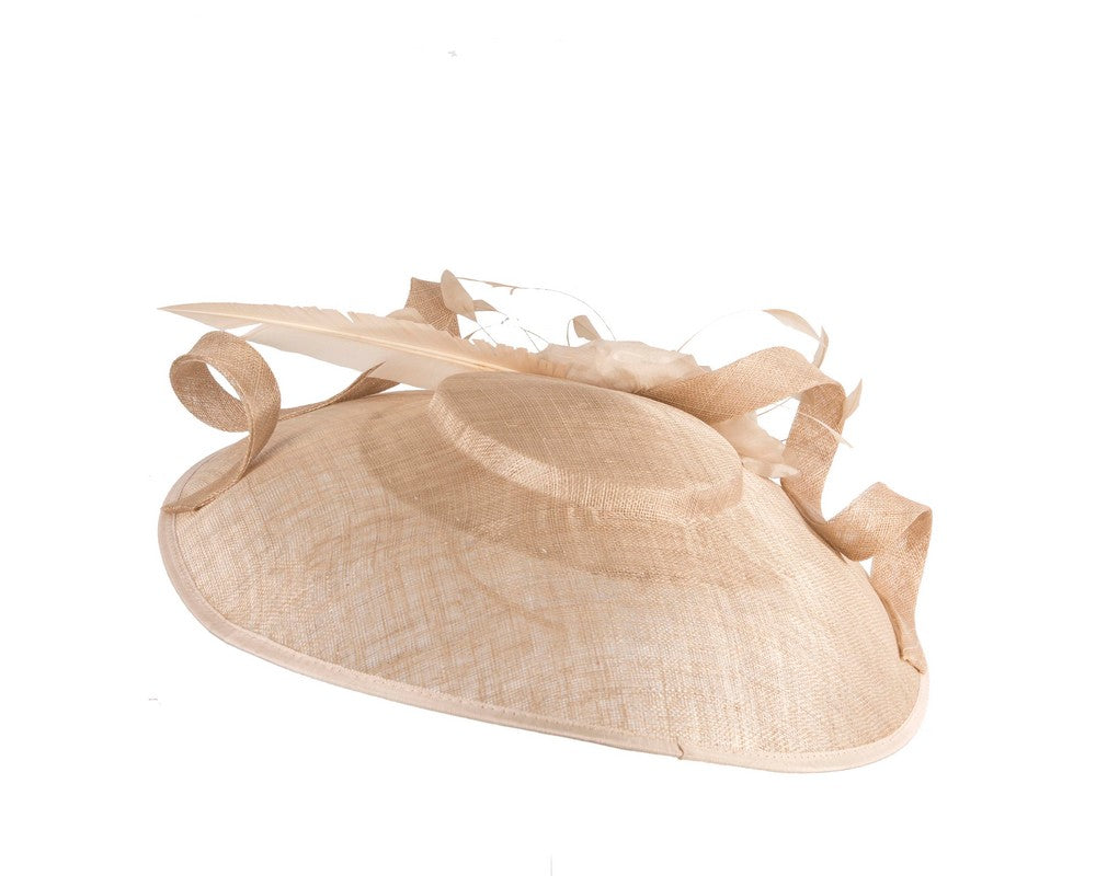 Large nude sinamay fascinator by Max Alexander