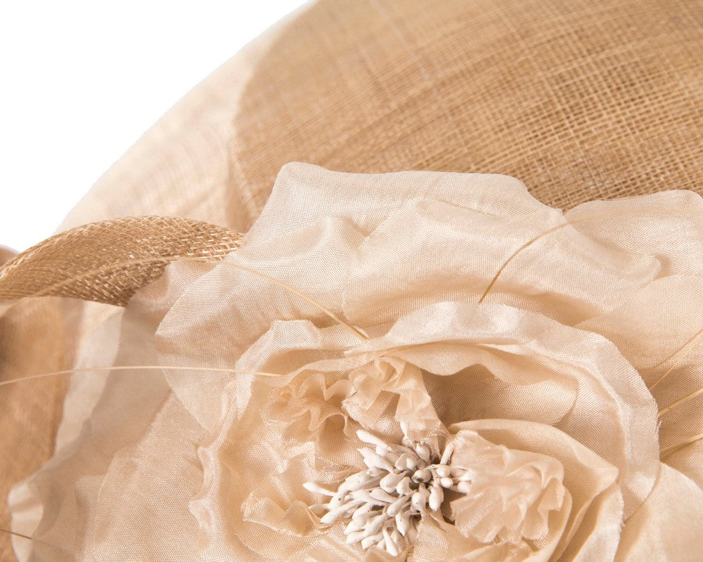 Large nude sinamay fascinator by Max Alexander