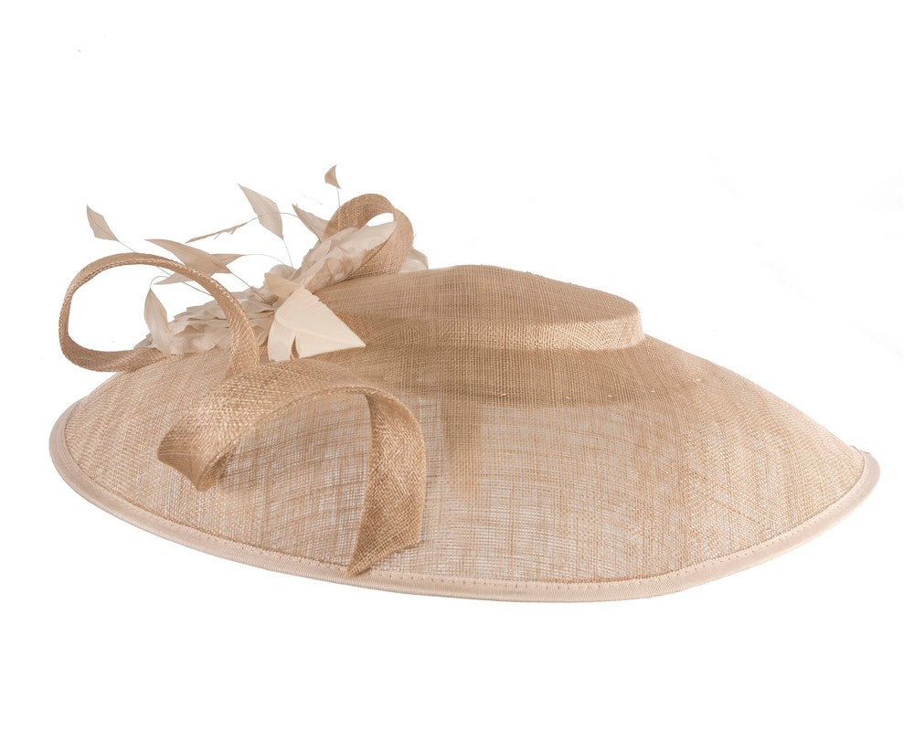 Large nude sinamay fascinator by Max Alexander