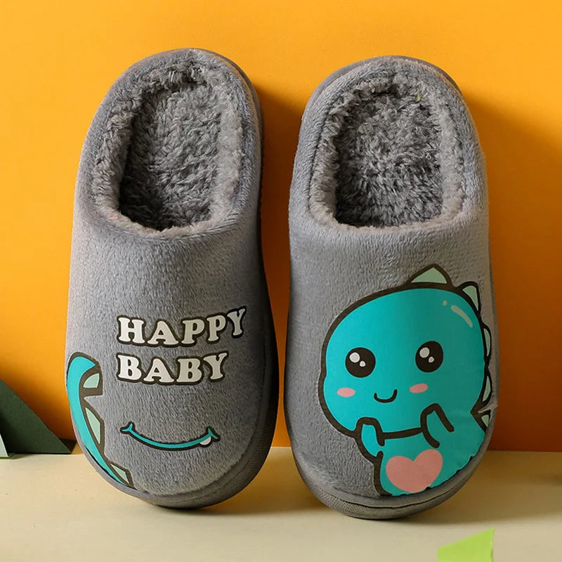 Warm and padded home slippers for children with monster-9