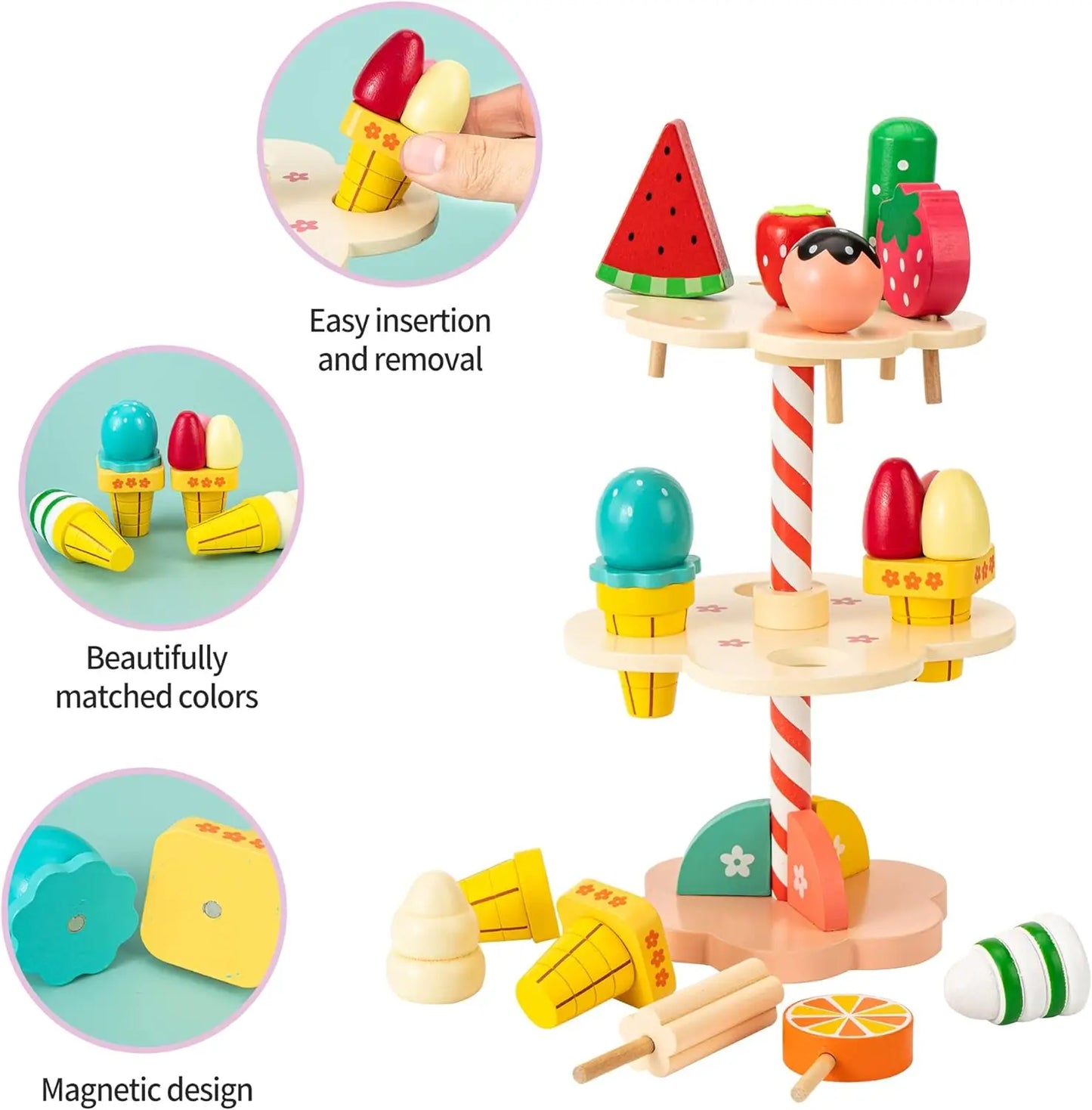 Montessori Wooden Ice Cream shop Playset for children multivariant-4