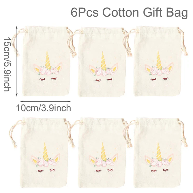 Set of 6 cotton canvas bags with multi-variant animals-6