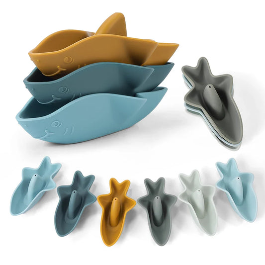Bath Toy Set of 3 Silicone Sharks Multivariant-0