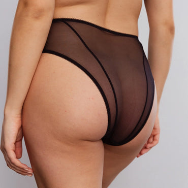 Sheer High Waist Brief Panty Blush Astrid Black-1