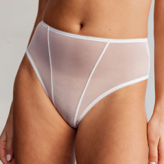 Sheer High Waist Brief Panty Blush Astrid White-0
