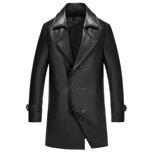 Spectra Men's Double Breasted Sheepskin Leather Blazer Coat-0