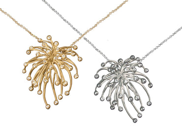 Superstar Necklace. Fireworks Pendant-Sterling Silver & diamonds with plate options-0