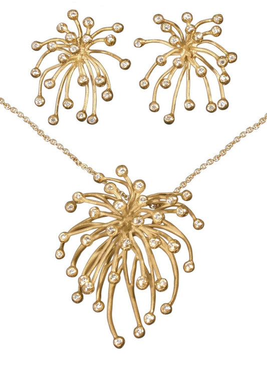 Superstar Necklace. Fireworks Pendant-Diamonds in 18K Gold: Life is a Celebration!