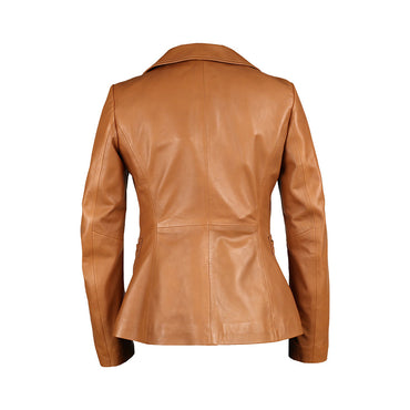 Sylvia Womens Lambskin Tan Leather Blazer
