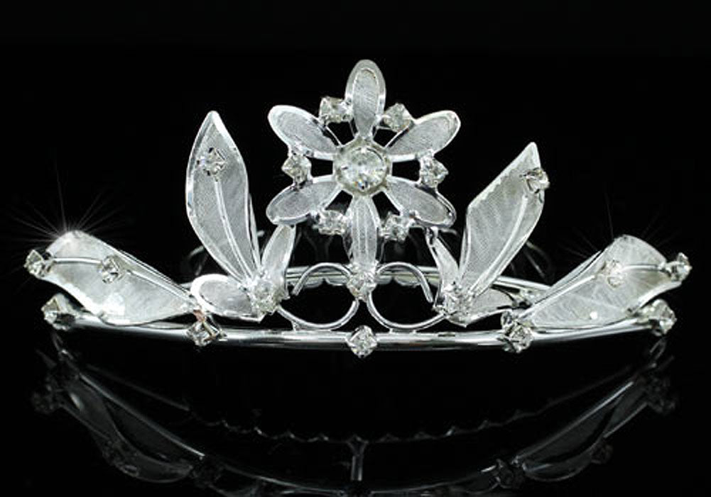 Bridal Flower Girl Crystal Silver Tiara Comb XT1074-0