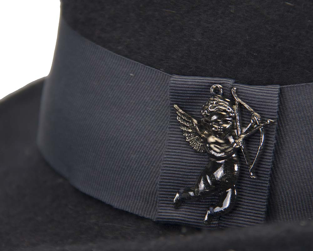 French navy mohair rabbit fur unisex fedora hat